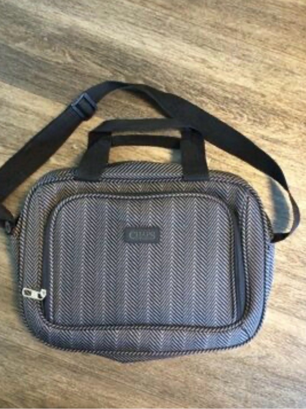 Champs Gray Herringbone Messenger Bag with Black Strap